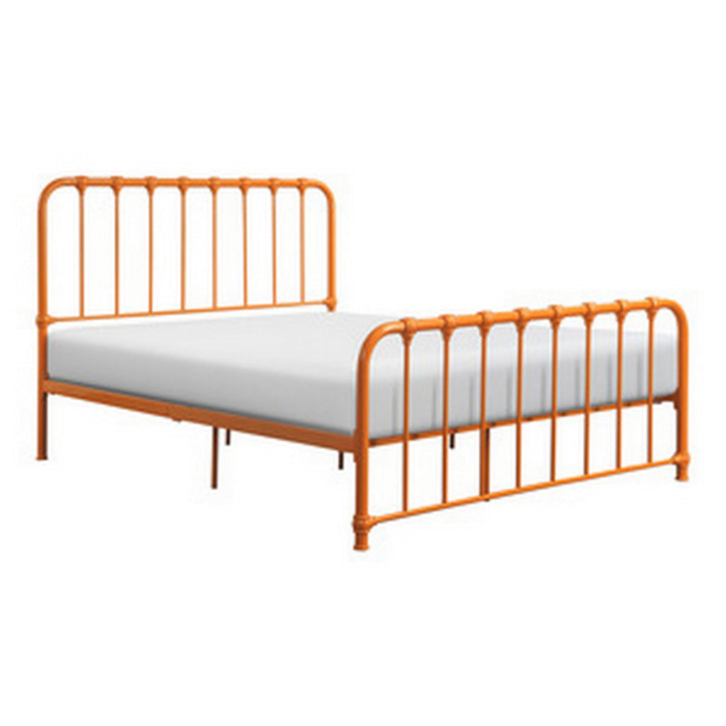 Ethan Queen Size Bed Classic Open Slatted Metal Frame Design Orange By Casagear Home BM313598