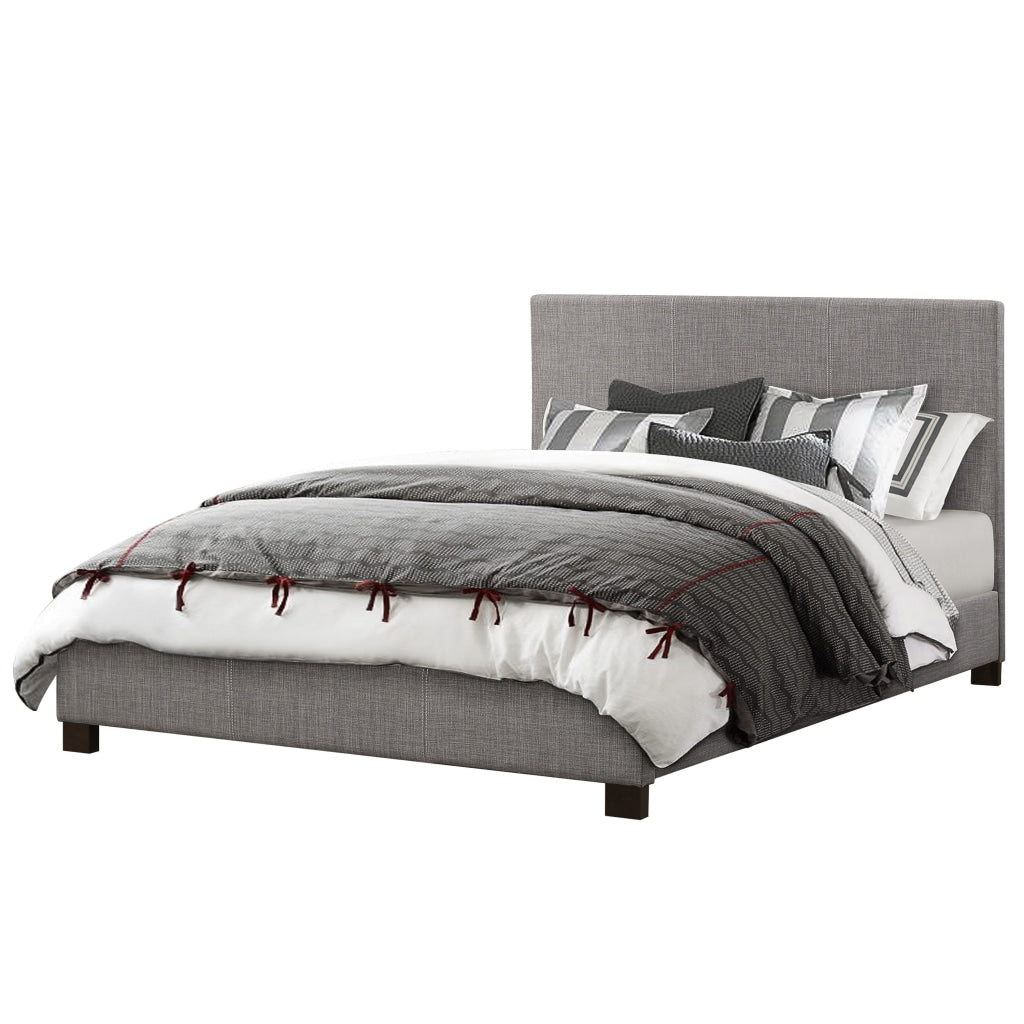 Sin Full Size Platform Bed Panel Headboard Gray Polyester Upholstery By Casagear Home BM313607