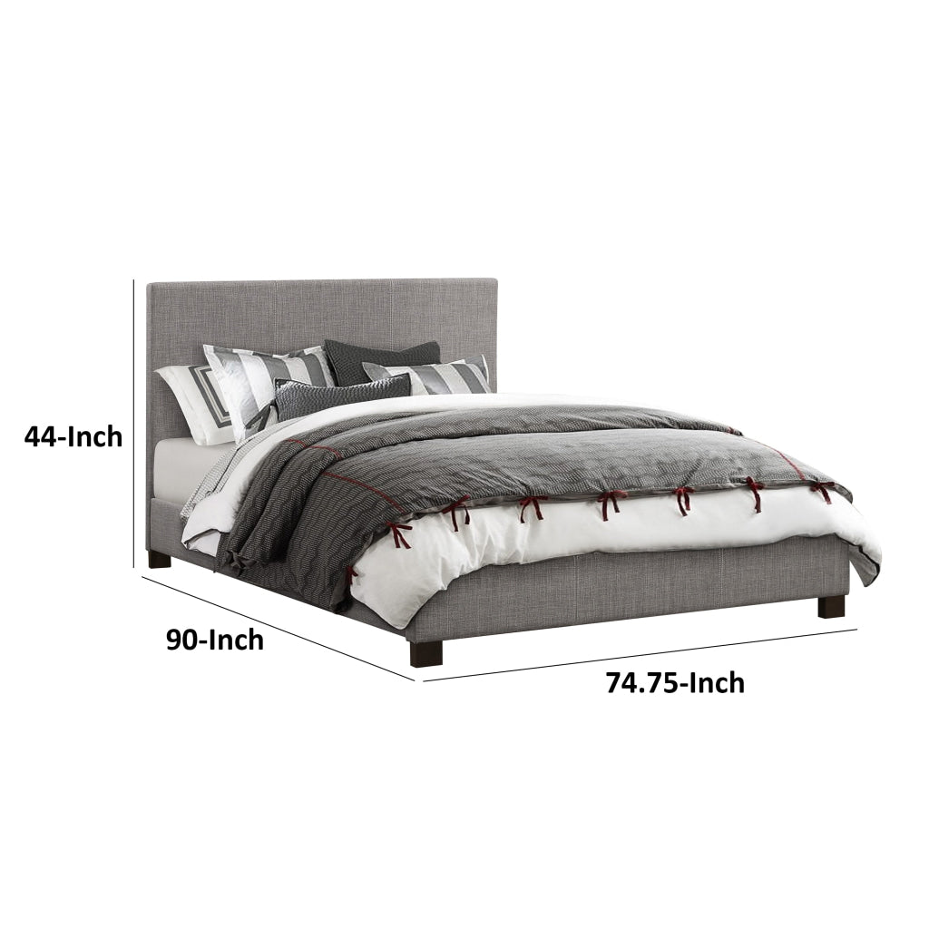 Sin California King Platform Bed Panel Headboard Gray Polyester Upholstery By Casagear Home BM313608