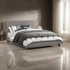 Sin California King Platform Bed, Panel Headboard Gray Polyester Upholstery By Casagear Home