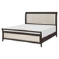 Bron Queen Bed with Sleigh Headboard Design Beige Upholstery Solid Wood By Casagear Home BM313612