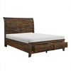 Rick Queen Size Platform Bed Sleigh 2 Footboard Storage Brown Rubberwood By Casagear Home BM313615