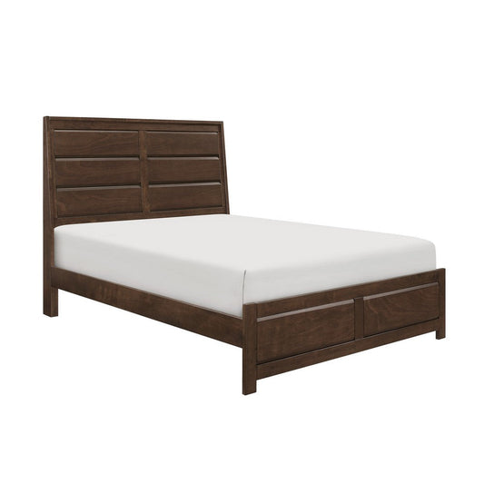 Rawn Queen Bed, Beveled Panel Headboard, Brown Okume Veneer, Solid Wood By Casagear Home