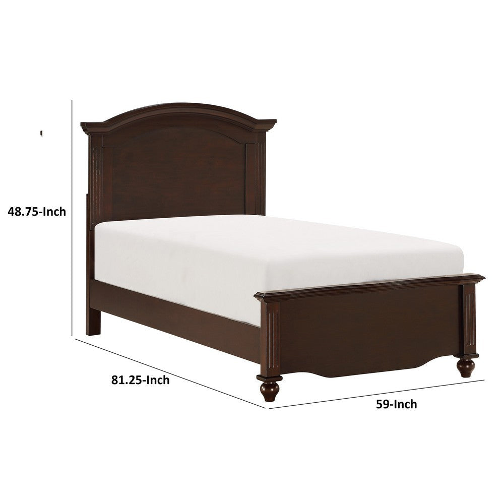 Eso Full Bed Camelback Arched Headboard Brown Okume Veneer Solid Wood By Casagear Home BM313617