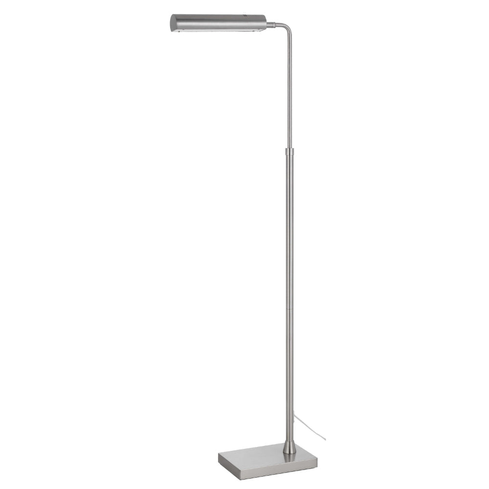 Kime 44-58 Inch Floor Lamp, Adjustable Height, LED, Brushed Steel Finish By Casagear Home