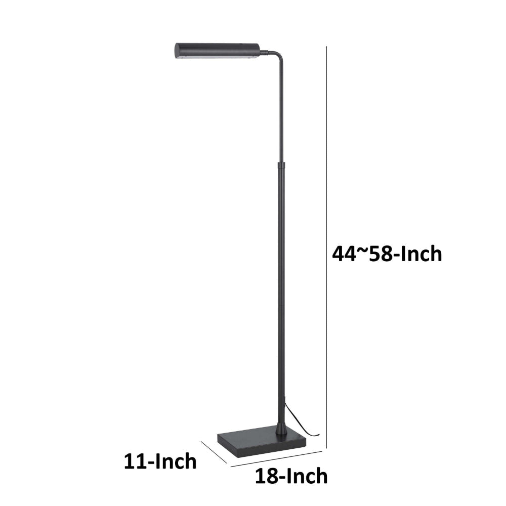 Kime 44-58 Inch Floor Lamp Adjustable Height LED Charcoal Grey Finish By Casagear Home BM313620