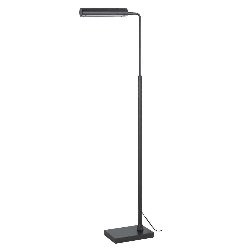 Kime 44-58 Inch Floor Lamp, Adjustable Height, LED, Charcoal Grey Finish By Casagear Home