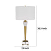 31 Inch Table Lamp with White Drum Shade Clear Crystal Base Brass Finish By Casagear Home BM313621