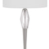 32 Inch Table Lamp with White Drum Shade Marble Base Brushed Steel By Casagear Home BM313622