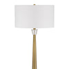 62 Inch Floor Lamp with White Drum Shade Marble Base Crystal Brass By Casagear Home BM313623