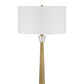 62 Inch Floor Lamp with White Drum Shade Marble Base Crystal Brass By Casagear Home BM313623