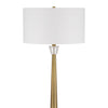 62 Inch Floor Lamp with White Drum Shade Marble Base Crystal Brass By Casagear Home BM313623