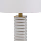 28 Inch Table Lamp White Drum Hardback Marble and Antique Brass Finish By Casagear Home BM313624