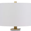 28 Inch Table Lamp White Drum Hardback Marble and Antique Brass Finish By Casagear Home BM313624