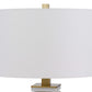 28 Inch Table Lamp White Drum Hardback Marble and Antique Brass Finish By Casagear Home BM313624