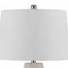 Niu 30 Inch Table Lamp Set of 2 Drum Shade Sandy White Ceramic Prism Base By Casagear Home BM313625