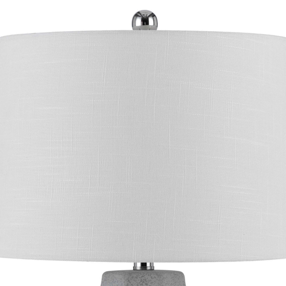 Niu 30 Inch Table Lamp Set of 2 Drum Shade Stone Gray Ceramic Prism Base By Casagear Home BM313626