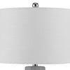 Niu 30 Inch Table Lamp Set of 2 Drum Shade Stone Gray Ceramic Prism Base By Casagear Home BM313626