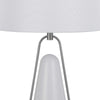 29 Inch Table Lamp LED Lit White Drum Hardback Silver Metal and Glass By Casagear Home BM313627