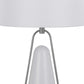 29 Inch Table Lamp LED Lit White Drum Hardback Silver Metal and Glass By Casagear Home BM313627