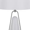 29 Inch Table Lamp LED Lit White Drum Hardback Silver Metal and Glass By Casagear Home BM313627