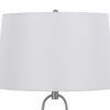 29 Inch Table Lamp LED Lit White Drum Hardback Silver Metal and Glass By Casagear Home BM313627