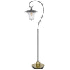 Lem 65 Inch Floor Lamp, Classic Lantern, Glass Shade, Bronze Metal Finish By Casagear Home