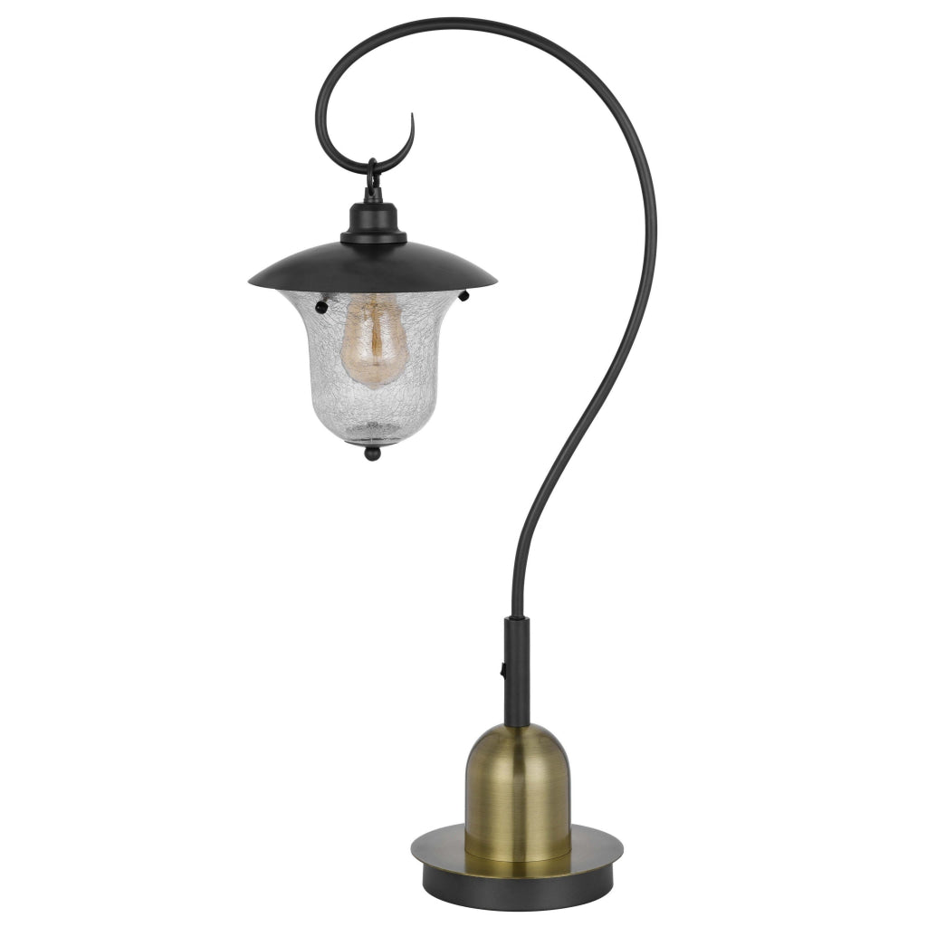 Lem 32 Inch Table Lamp Classic Lantern Glass Shade Bronze Metal Finish By Casagear Home BM313629