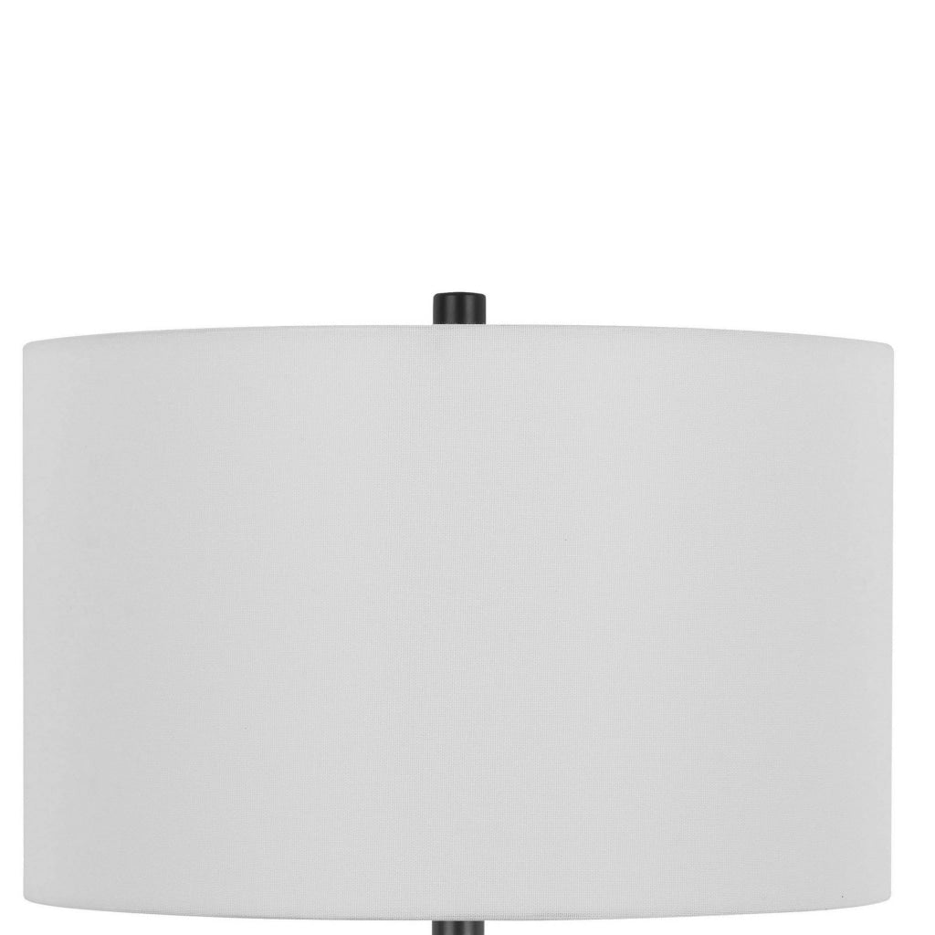 Hem 31 Inch Table Lamp with Drum Hardback LED Leafy Glass Gray Metal By Casagear Home BM313631