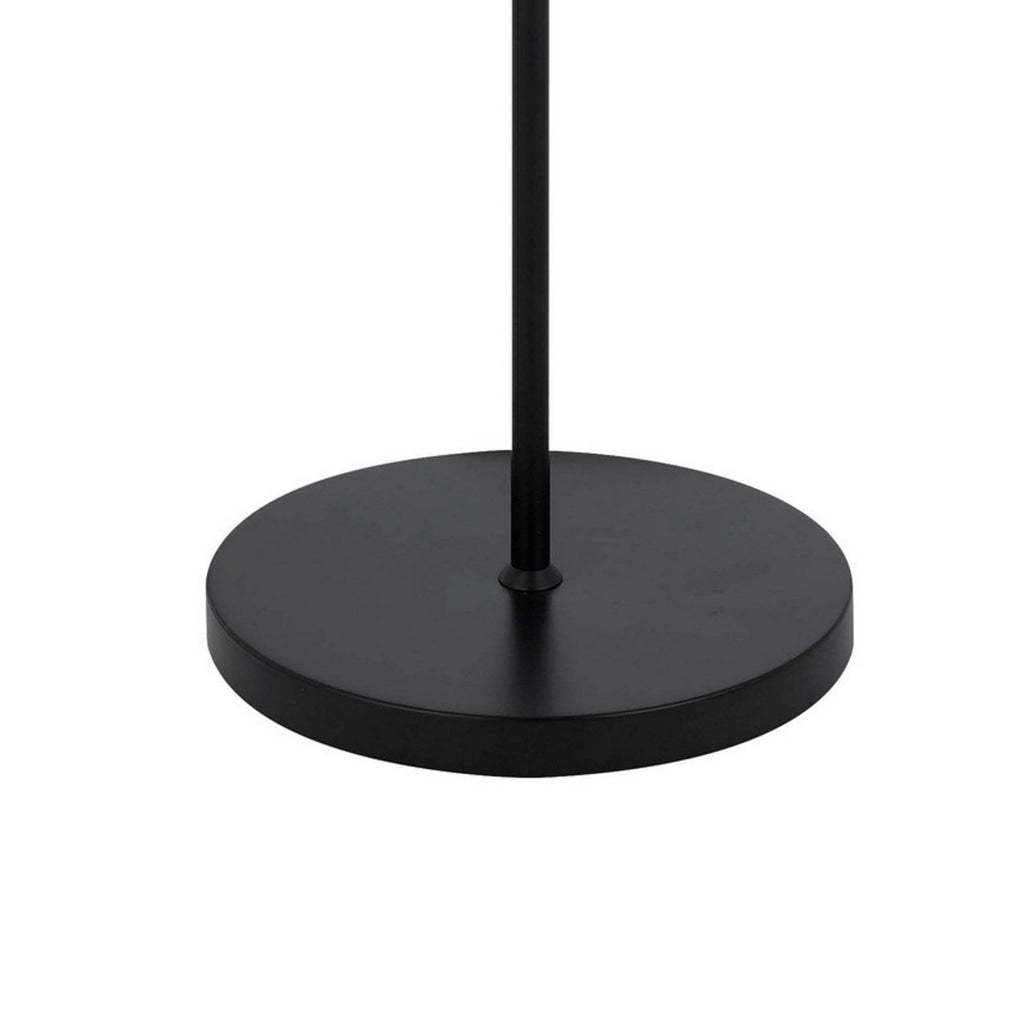 Sie 59 Inch Floor Lamp White Linen Shade Round Base Black Metal Pole By Casagear Home BM313632