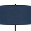 Sie 59 Inch Floor Lamp Navy Blue Linen Shade Round Base Black Metal Pole By Casagear Home BM313633