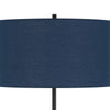 Sie 59 Inch Floor Lamp Navy Blue Linen Shade Round Base Black Metal Pole By Casagear Home BM313633