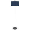 Sie 59 Inch Floor Lamp, Navy Blue Linen Shade, Round Base, Black Metal Pole By Casagear Home