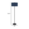 Sie 59 Inch Floor Lamp Navy Blue Linen Shade Round Base Black Metal Pole By Casagear Home BM313633