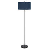 Sie 59 Inch Floor Lamp Navy Blue Linen Shade Round Base Black Metal Pole By Casagear Home BM313633