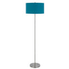 Sie 59 Inch Floor Lamp Aqua Blue Linen Shade Round Base Silver Metal By Casagear Home BM313634