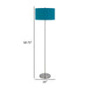 Sie 59 Inch Floor Lamp Aqua Blue Linen Shade Round Base Silver Metal By Casagear Home BM313634