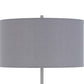 Sie 59 Inch Floor Lamp Gray Linen Shade Round Base Silver Metal Pole By Casagear Home BM313635