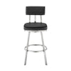 Poni 26 Inch Swivel Counter Stool Chair Cushioned Seat Black Faux Leather By Casagear Home BM313636