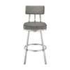 Poni 26 Inch Swivel Counter Stool Chair Cushioned Seat Gray Faux Leather By Casagear Home BM313637