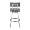 Poni 26 Inch Swivel Counter Stool Chair Cushioned Seat Gray Faux Leather By Casagear Home BM313637