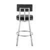 Poni 30 Inch Swivel Barstool Chair Cushioned Seating Black Faux Leather By Casagear Home BM313639