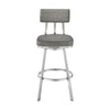 Poni 30 Inch Swivel Barstool Chair Cushioned Seating Gray Faux Leather By Casagear Home BM313640