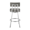 Poni 30 Inch Swivel Barstool Chair Cushioned Seating Gray Faux Leather By Casagear Home BM313640