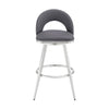 Visy 26 Inch Swivel Counter Stool Chair Round Back Gray Faux Leather By Casagear Home BM313643