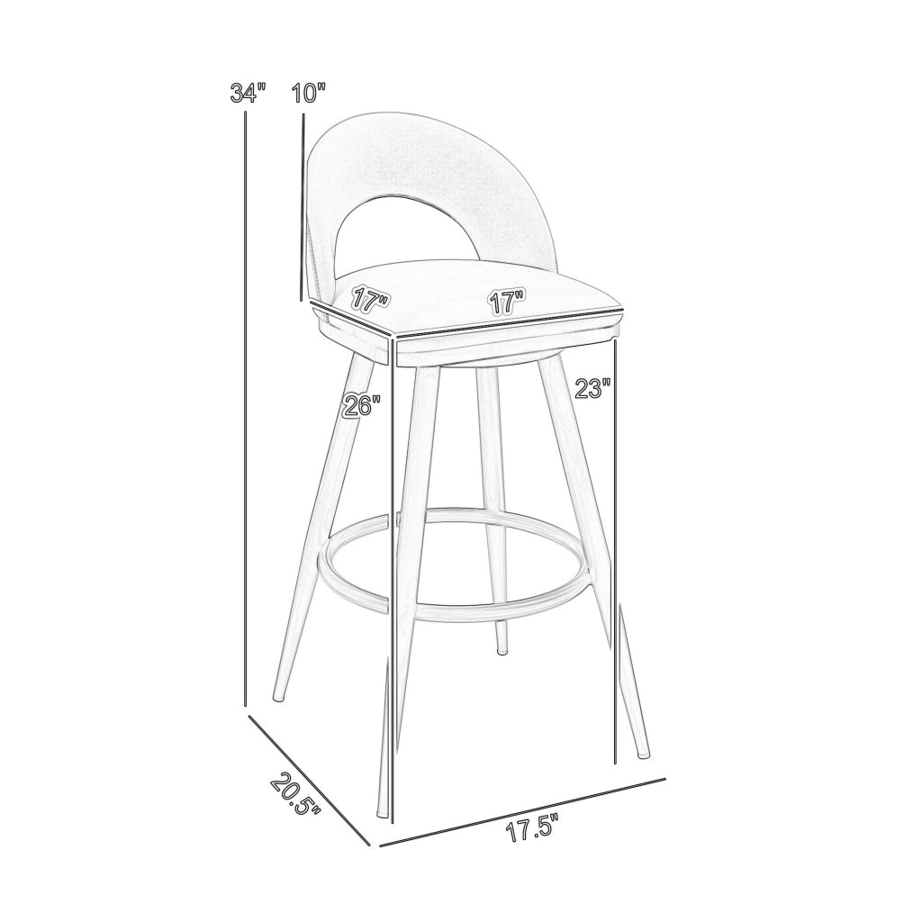 Visy 26 Inch Swivel Counter Stool Chair Round Back Gray Faux Leather By Casagear Home BM313643