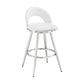 Visy 26 Inch Swivel Counter Stool Chair, Round Back, White Faux Leather By Casagear Home