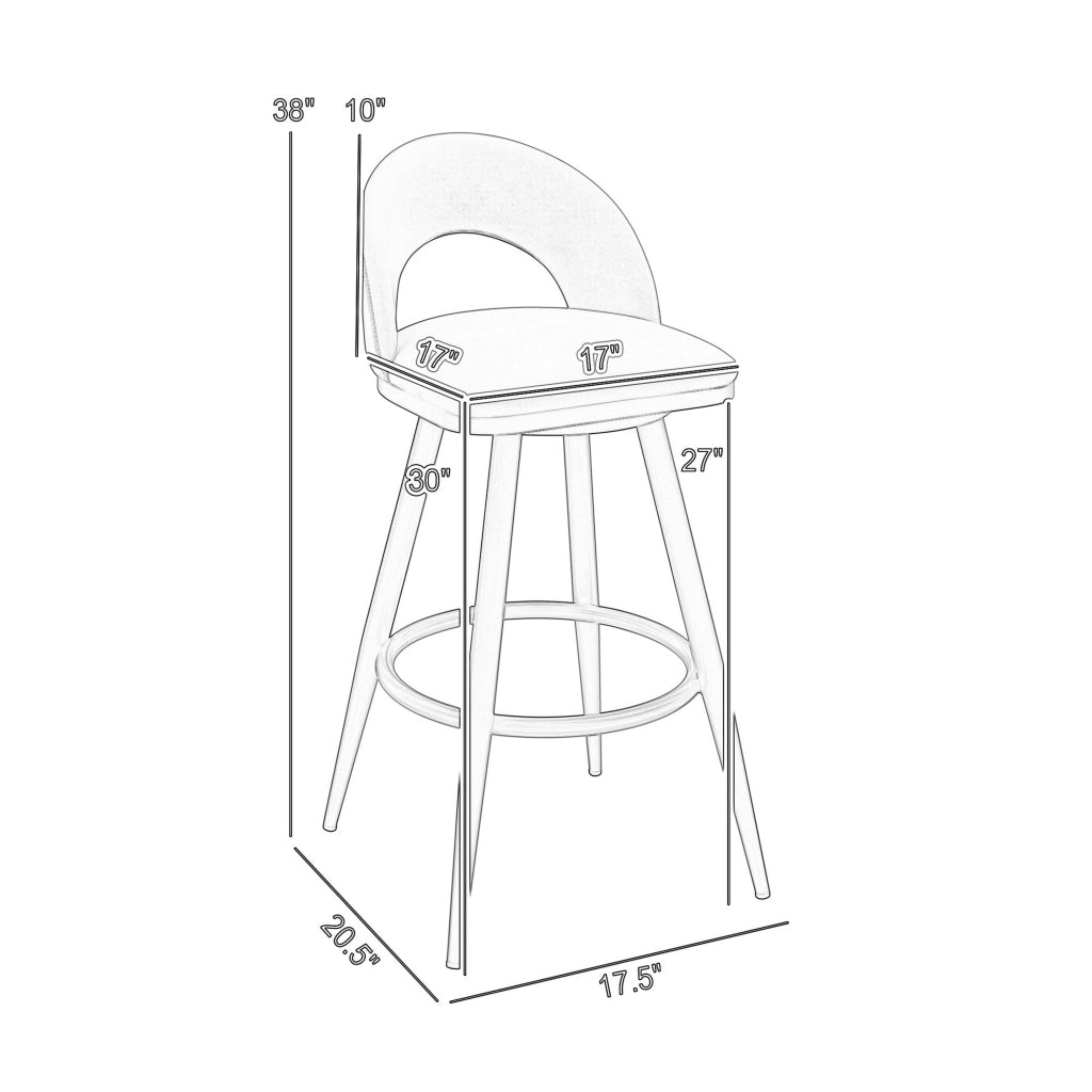 Visy 30 Inch Swivel Barstool Chair Round Open Back Black Faux Leather By Casagear Home BM313645