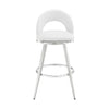 Visy 30 Inch Swivel Barstool Chair Round Open Back White Faux Leather By Casagear Home BM313647