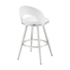 Visy 30 Inch Swivel Barstool Chair Round Open Back White Faux Leather By Casagear Home BM313647